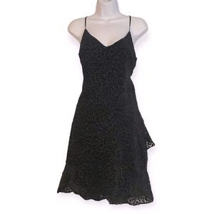 Banana Republic Leopard Print Ruffle Dress Adjustable Spaghetti Strap Size 10